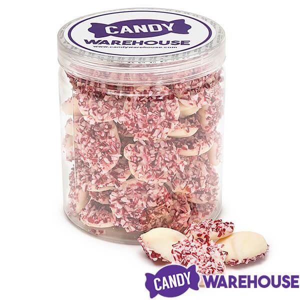 Crushed Peppermint Candy Cane White Chocolate Drops: 1LB Jar - Candy Warehouse