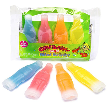 Cry Baby Sour Wax Bottles Candy 4-Packs: 18-Piece Box - Candy Warehouse