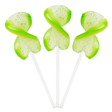 CurlyCutes Petite Crystal Ribbon Pops - Green Lime: 20-Piece Jar - Candy Warehouse