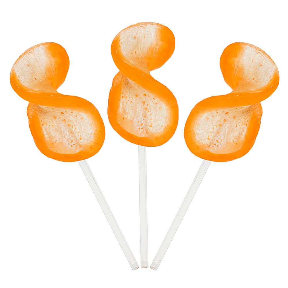 CurlyCutes Petite Crystal Ribbon Pops - Orange: 20-Piece Jar - Candy Warehouse