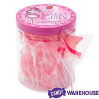 CurlyCutes Petite Crystal Ribbon Pops - Pink Strawberry: 20-Piece Jar - Candy Warehouse