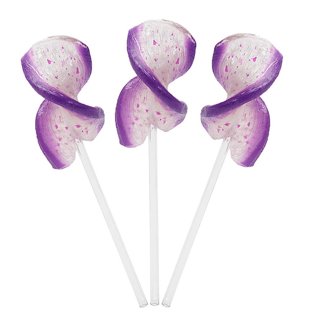 CurlyCutes Petite Crystal Ribbon Pops - Purple Grape: 20-Piece Jar - Candy Warehouse
