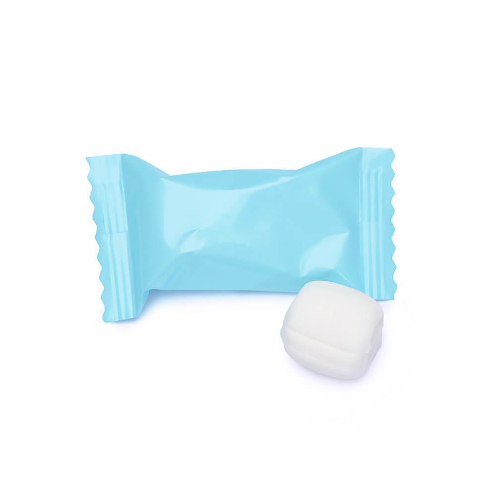 Custom Logo Light Blue Wrapped Butter Mint Creams: 5000-Piece Minimum - Candy Warehouse