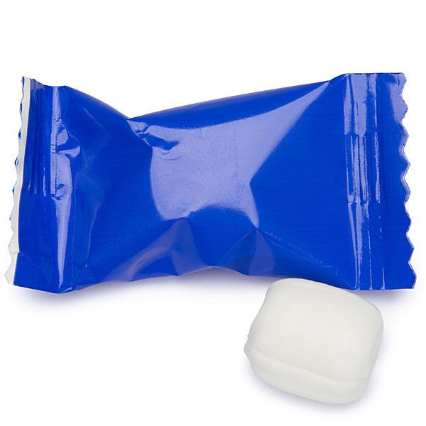 Custom Logo Royal Blue Wrapped Butter Mint Creams: 5000-Piece Minimum - Candy Warehouse