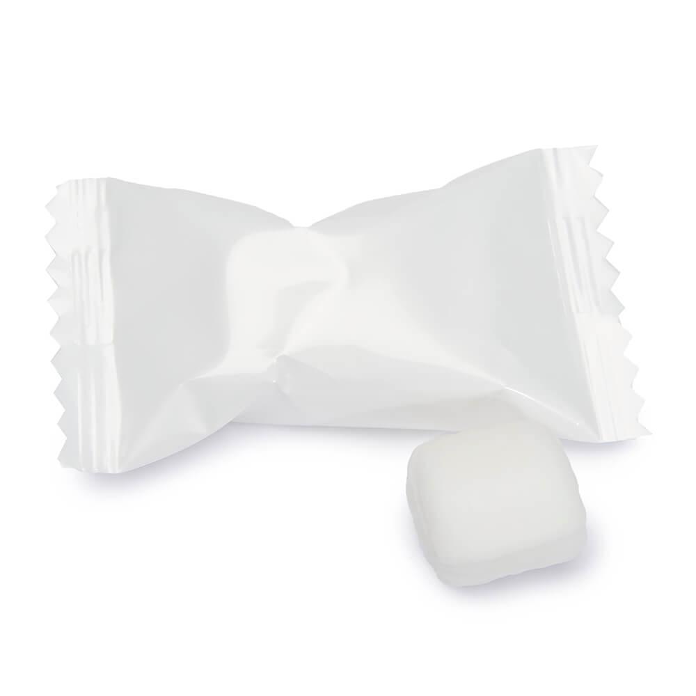 Custom Logo White Wrapped Butter Mint Creams: 5000-Piece Minimum - Candy Warehouse