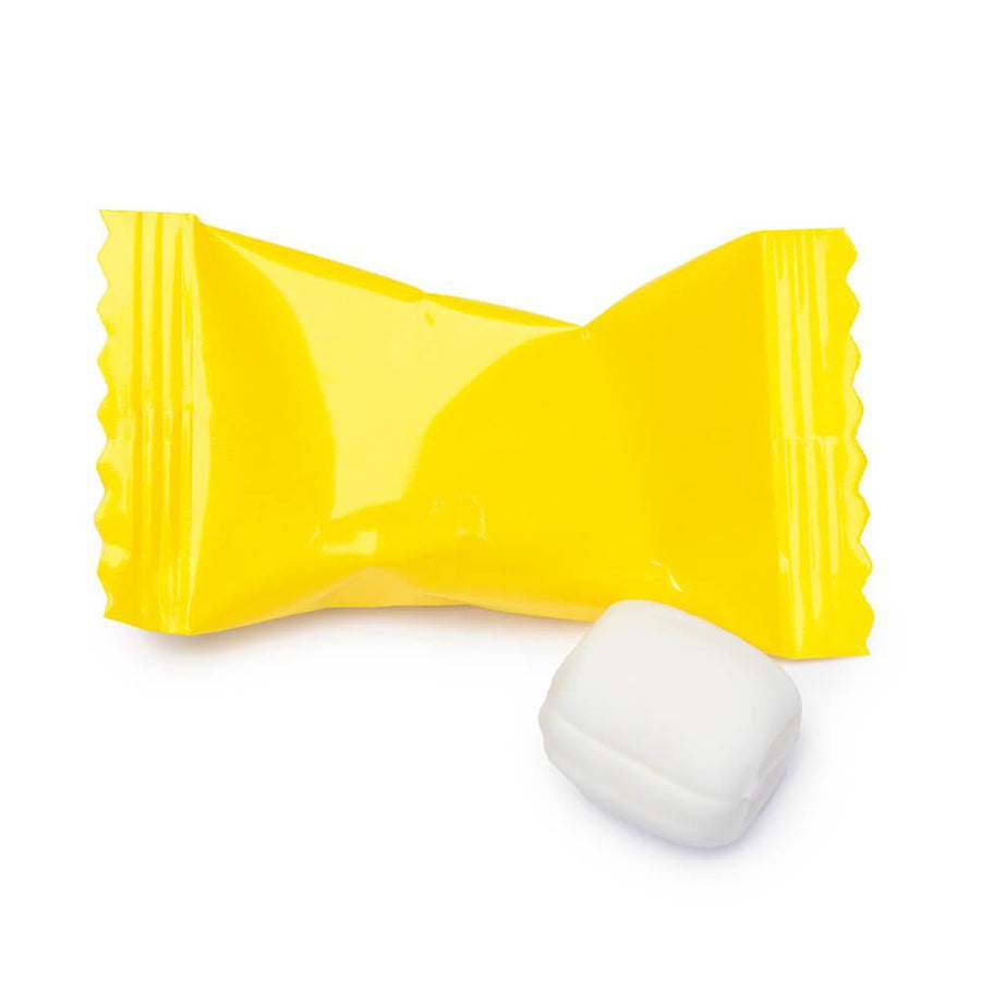 Custom Logo Yellow Wrapped Butter Mint Creams: 5000-Piece Minimum - Candy Warehouse
