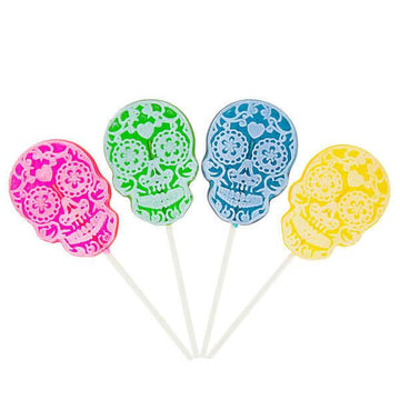 Day of the Dead Skull Hard Candy Lollipops: 12-Piece Bag - Candy Warehouse