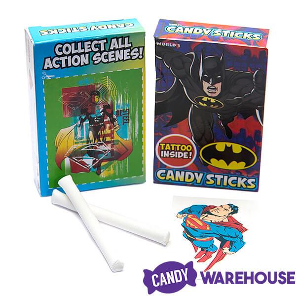 DC Comics Batman and Superman Candy Sticks Packs: 30-Piece Box - Candy Warehouse