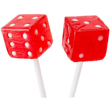 Dice Lollipops - Red: 24-Piece Box - Candy Warehouse