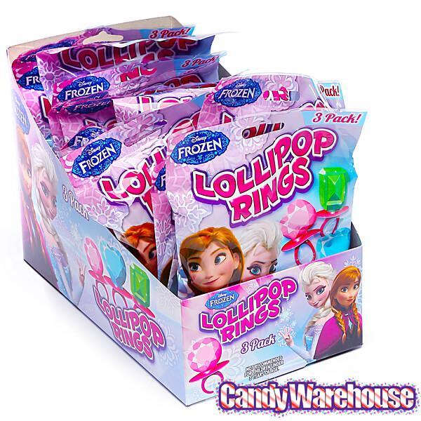 Disney Frozen Lollipop Rings Candy 3-Packs: 12-Piece Box - Candy Warehouse