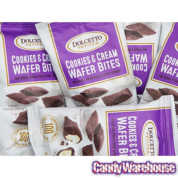 Dolcetto Cookies & Cream-Filled Wafer Bites Packs: 24-Piece Display - Candy Warehouse