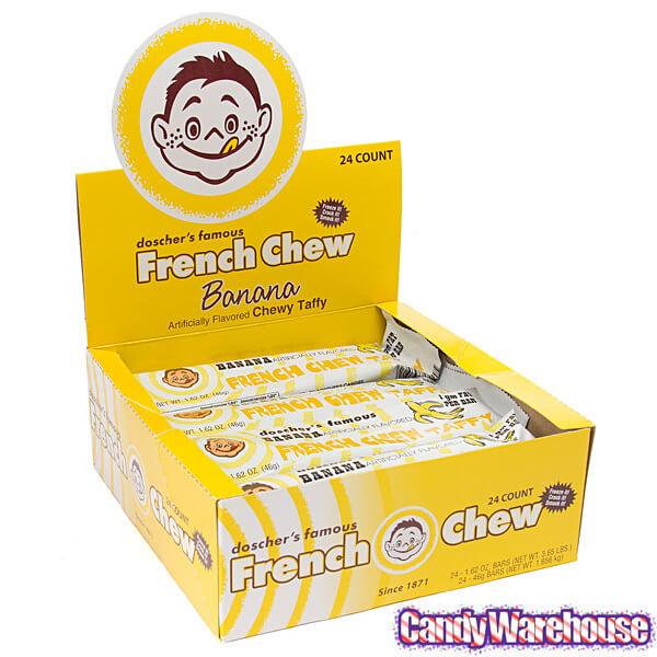 Doscher's French Chew Taffy Bars - Banana: 24-Piece Box - Candy Warehouse