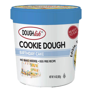 Doughlish Birthday Cake Edible Cookie Dough: 14-Ounce Tub - Candy Warehouse
