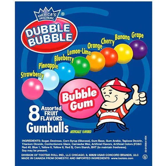 Dubble Bubble Assorted Colors 1-1/8-Inch Gumballs: 600-Piece Case