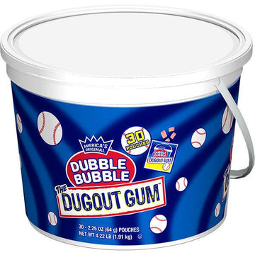 Dubble Bubble Dugout Gum Packs: 30-Piece Tub - Candy Warehouse