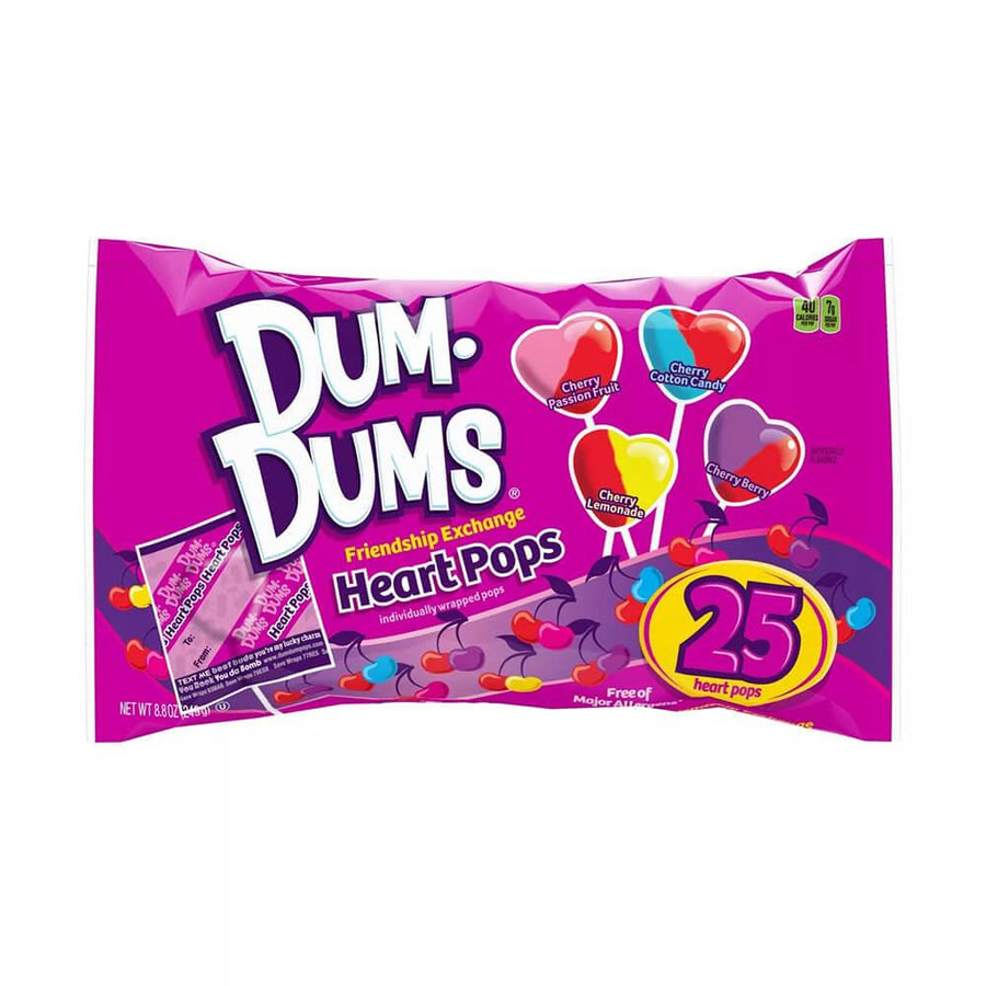 Dum Dums Heart Pops: 25-Piece Bag - Candy Warehouse
