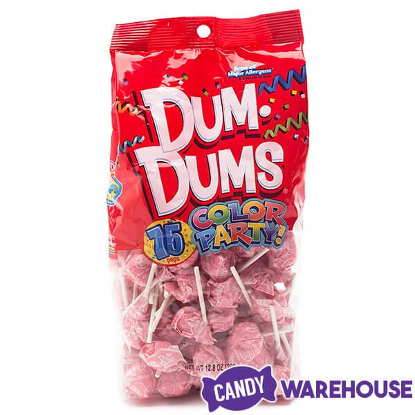 Dum Dums Light Pink Party Pops - Bubble Gum: 75-Piece Bag - Candy Warehouse