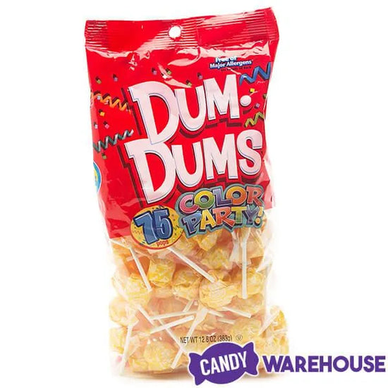 Dum Dums Yellow Party Pops Cream Soda 75Piece Bag Candy Warehouse