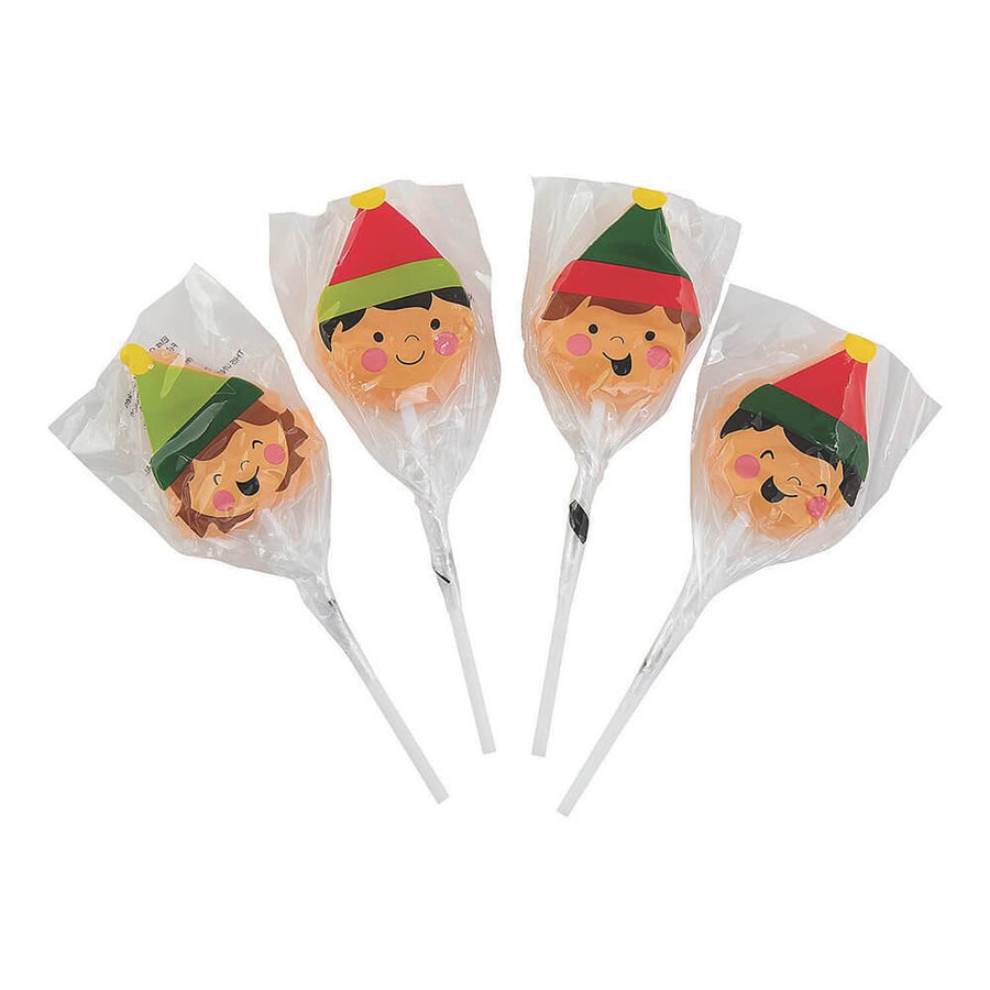 Elf Character Lollipops: 12-Piece Box - Candy Warehouse