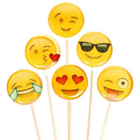 Emoji Hard Candy Lollipops: 12-Piece Bag - Candy Warehouse