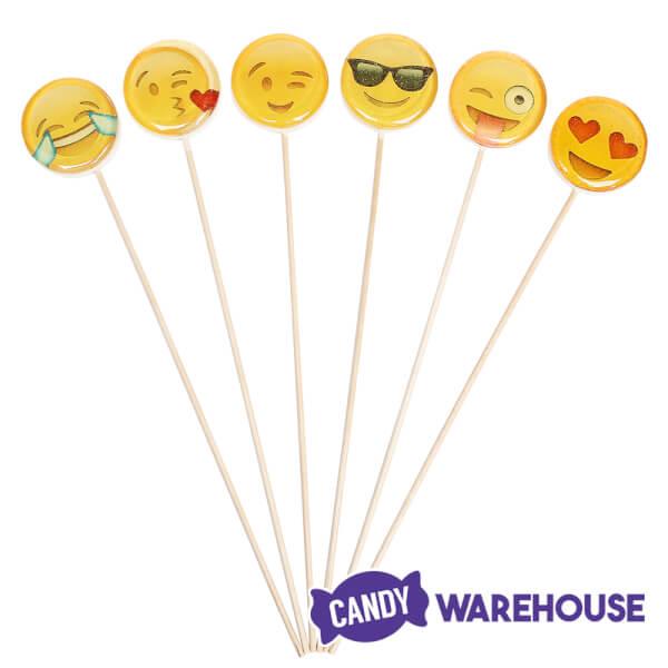 Emoji Hard Candy Lollipops: 12-Piece Bag - Candy Warehouse