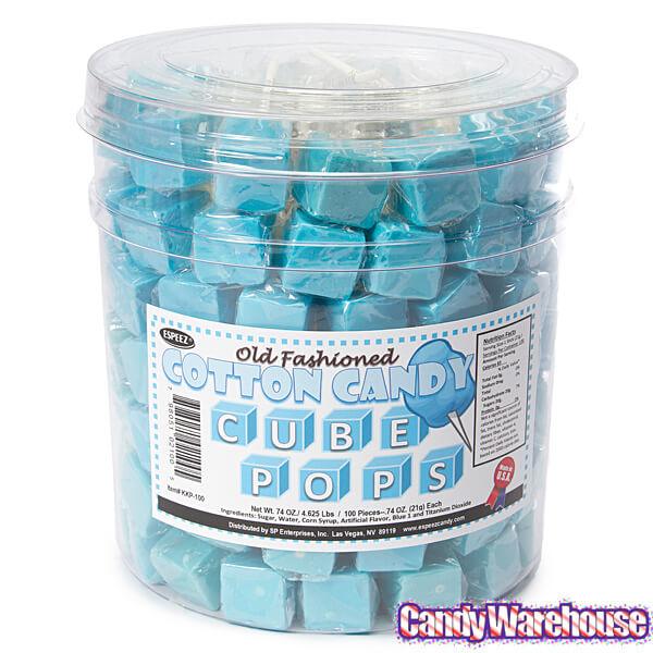 Espeez Cube Pops - Cotton Candy: 100-Piece Tub - Candy Warehouse