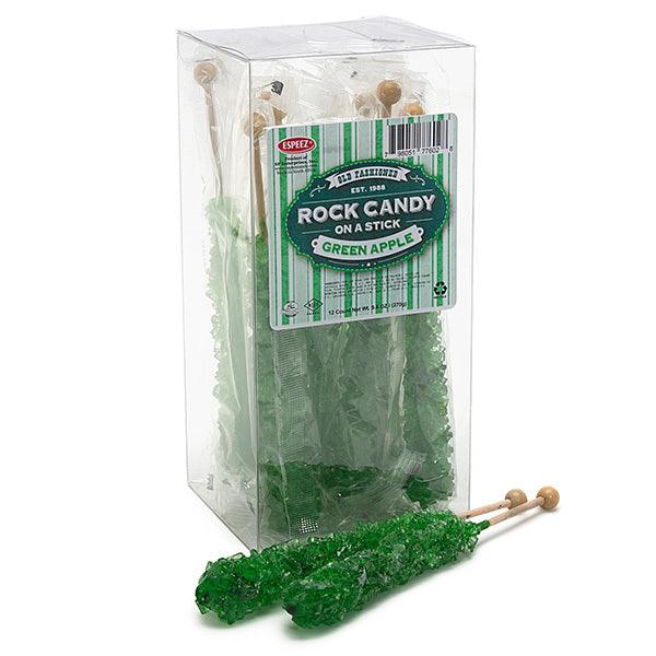 Espeez Rock Candy Crystal Sticks - Green Apple: 12-Piece Box - Candy Warehouse