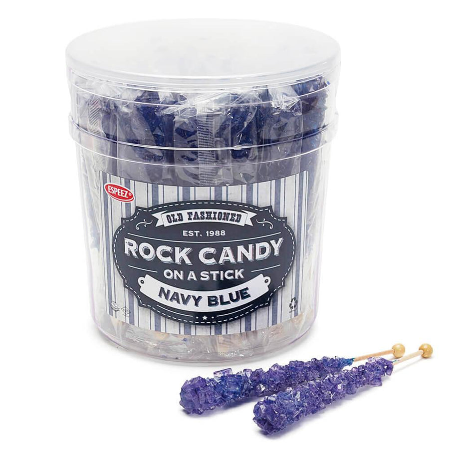 Espeez Rock Candy Crystal Sticks - Navy Blue: 36-Piece Tub - Candy Warehouse