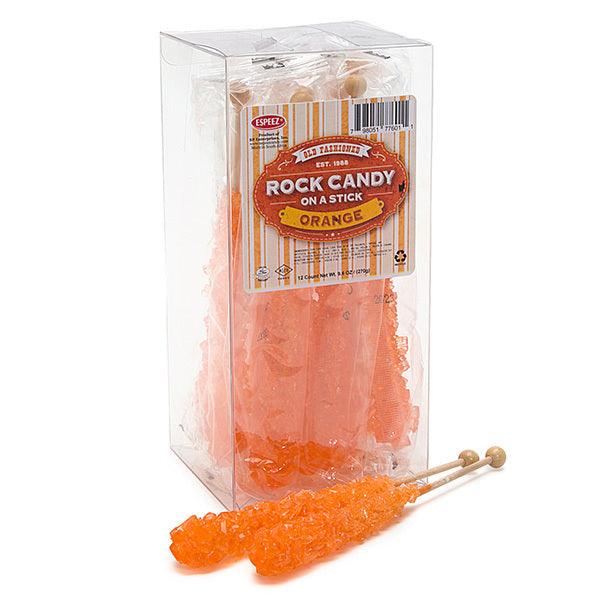 Espeez Rock Candy Crystal Sticks - Orange: 12-Piece Box - Candy Warehouse