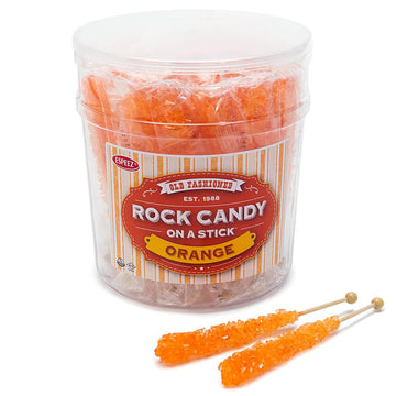 Espeez Rock Candy Crystal Sticks - Orange: 36-Piece Tub - Candy Warehouse