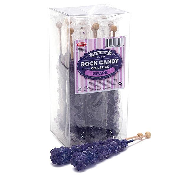Espeez Rock Candy Crystal Sticks - Purple Grape: 12-Piece Box - Candy Warehouse