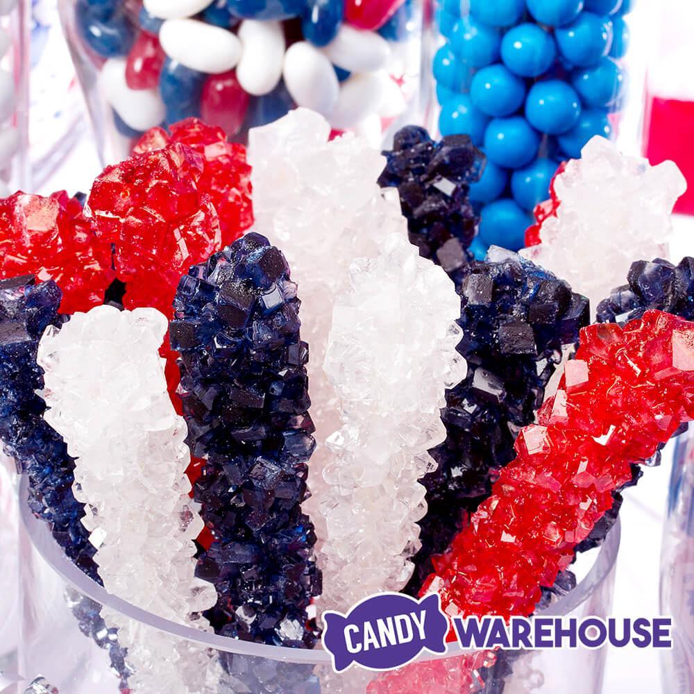 Espeez Rock Candy Crystal Sticks - USA Colors Assortment: 36-Piece Tub - Candy Warehouse
