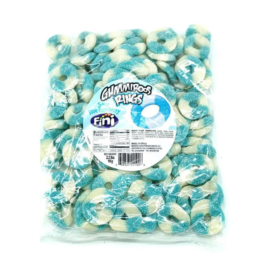 Fini Sour Blue Raspberry Gummy Rings: 1KG Bag | Candy Warehouse