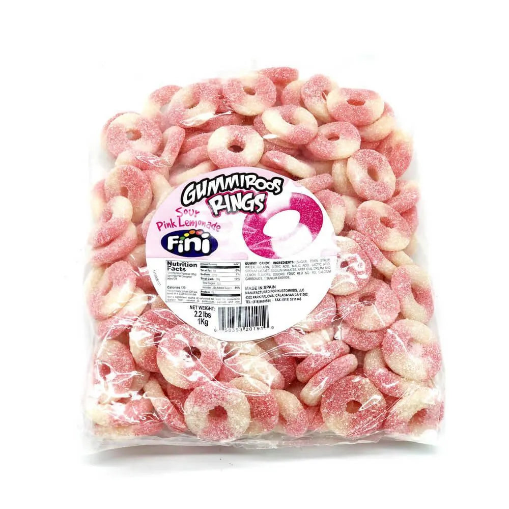 Sprouts Lemonade Rings Fini Sour Pink Lemonade Gummy Rings: 1KG Bag | Candy Warehouse