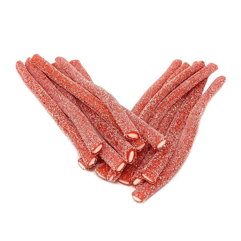 Fini Sour Strawberry Tuberoos: 200-Piece Tub – Candy Warehouse