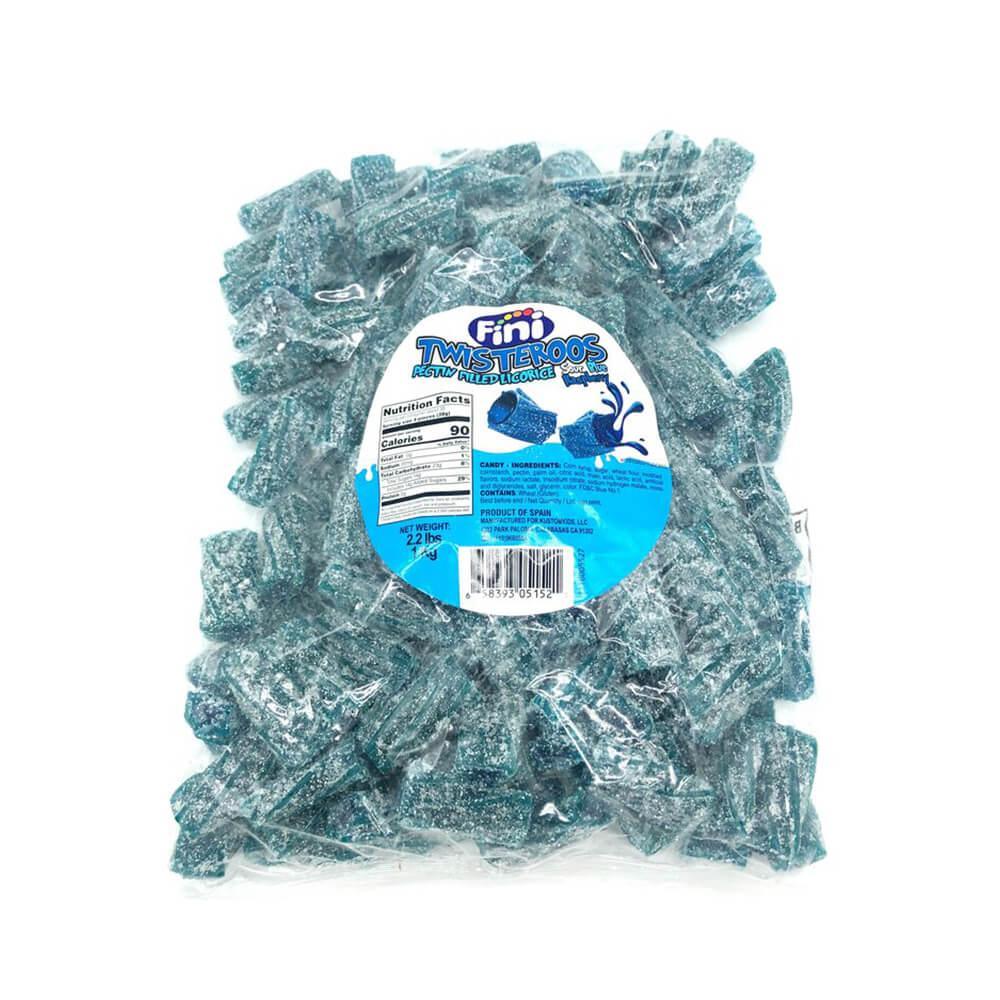Fini Twisteroos Pectin Filled Licorice Bites - Sour Blue Raspberry: 1KG Bag - Candy Warehouse