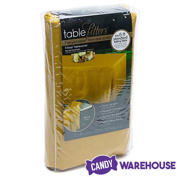 Fitted Table Cover For Standard 6-Foot Rectangular Table - Gold - Candy Warehouse
