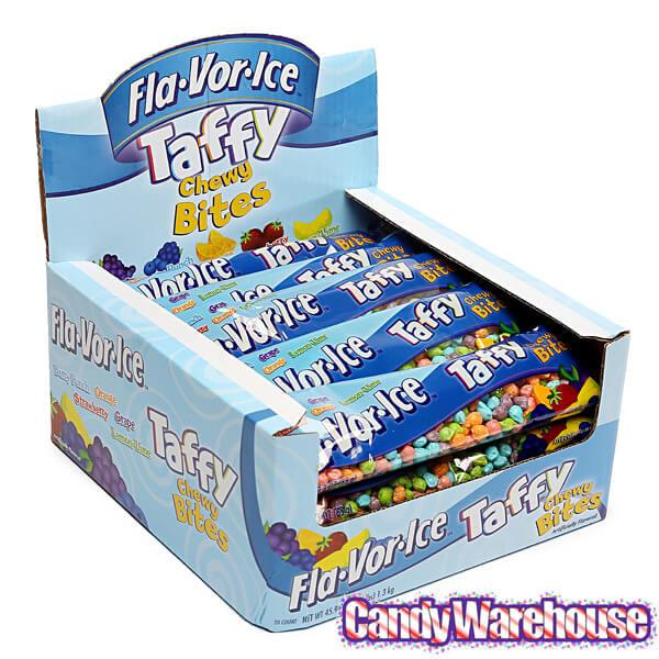 Fla-Vor-Ice Taffy Chewy Bites Candy Bags: 20-Piece Display - Candy Warehouse