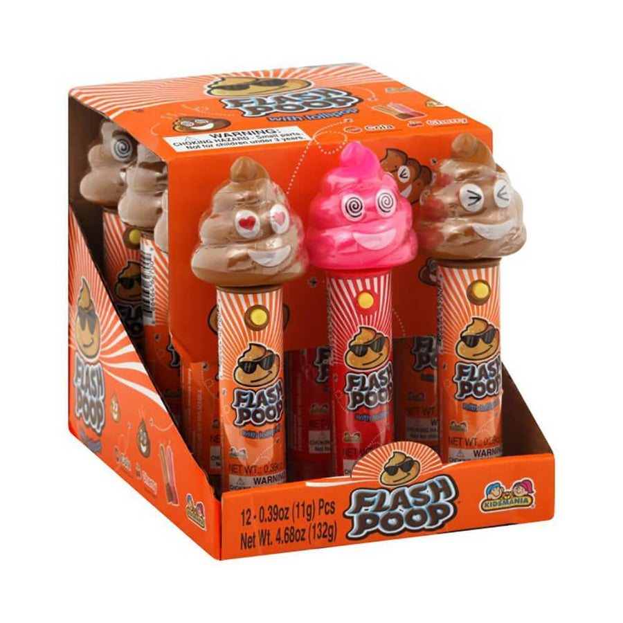 Flash Poop Light Up Lollipops: 12-Piece Box - Candy Warehouse