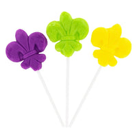 Fleur De Lis Symbol Mardi Gras Lollipops: 12-Piece Box - Candy Warehouse