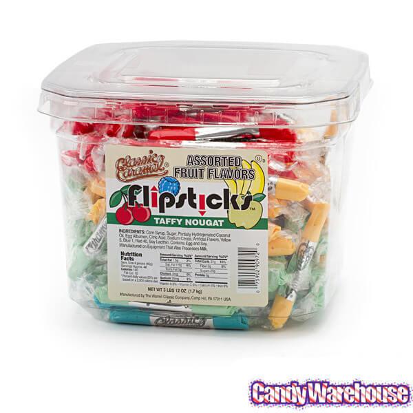 Flipsticks Nougat Taffy Candy - Assorted Flavors: 185-Piece Tub - Candy Warehouse