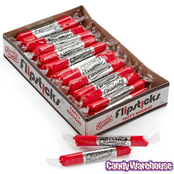 Flipsticks Nougat Taffy Candy - Cherry: 48-Piece Caddy - Candy Warehouse
