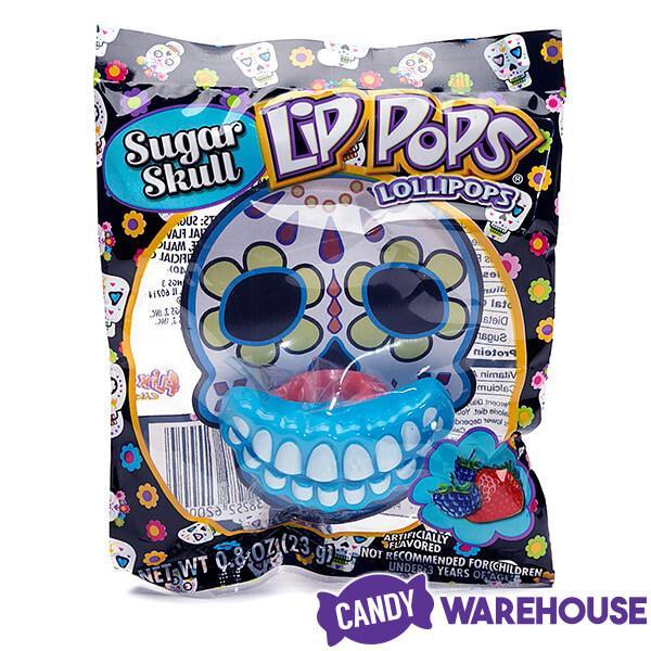 Flix Candy Day of the Dead Sweet Skull Lip Pops Candy Packs: 12-Piece Display - Candy Warehouse
