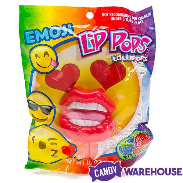 Flix Candy Emoji Lip Pops Candy Packs: 12-Piece Display - Candy Warehouse