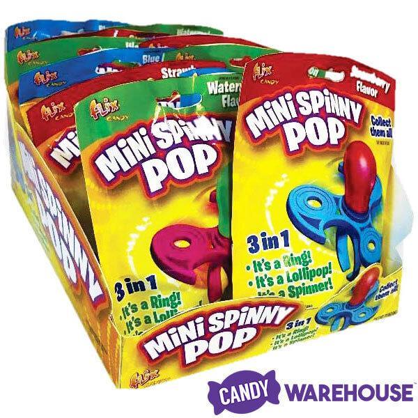 Flix Candy Mini Spinny Pops Fidget Spinner Lollipops on Rings: 12-Piece Box - Candy Warehouse