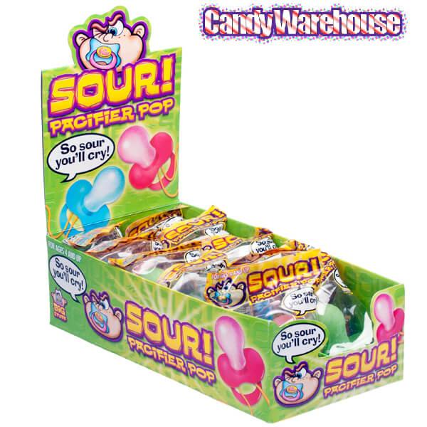 Flix Candy Sour Baby Pacifier Lollipops: 12-Piece Box - Candy Warehouse