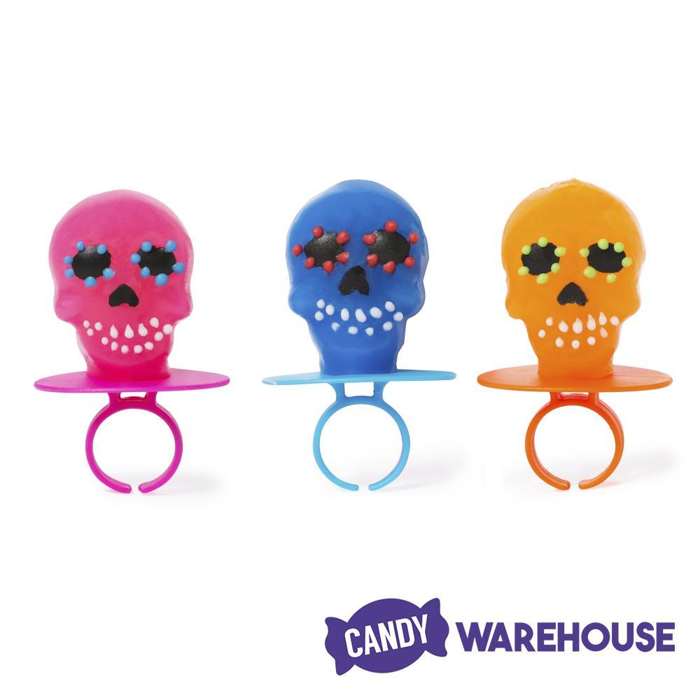 Flix Day of the Dead Lollipop Rings Candy: 18-Piece Box - Candy Warehouse