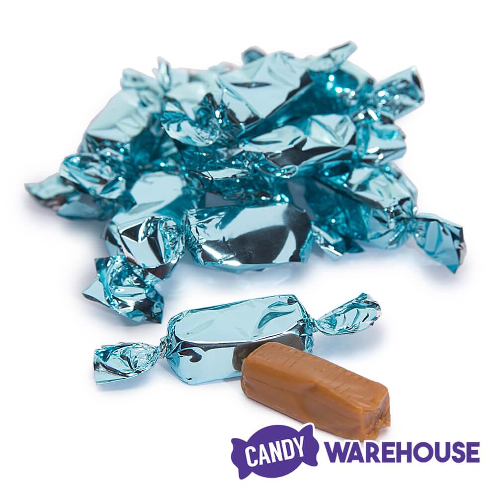 Foiled Caramel Candy - Light Blue: 180-Piece Bag - Candy Warehouse