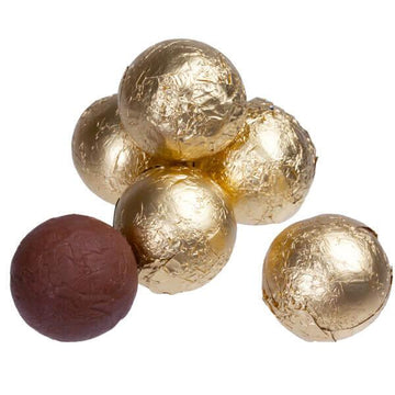 Foiled Milk Chocolate Balls - Gold: 2LB Bag - Candy Warehouse