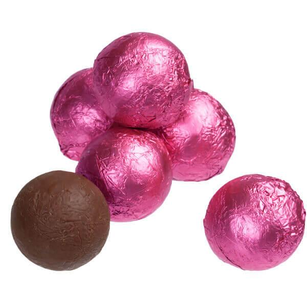 Foiled Milk Chocolate Balls - Hot Pink: 2LB Bag - Candy Warehouse